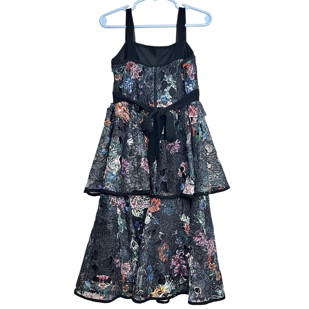 Marchesa‎ Notte Mini Girls Dress Floral Lace Tiered Black 6 Wedding Garden Party - Picture 2 of 9